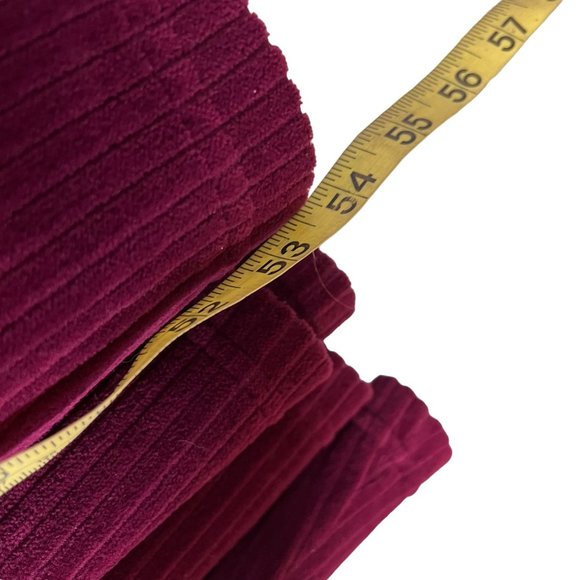 Vintage 90s Wine Red Long Sleeve Velvet Ribbed Mock Neck Full Length Dress Mediu - Picture 6 of 10